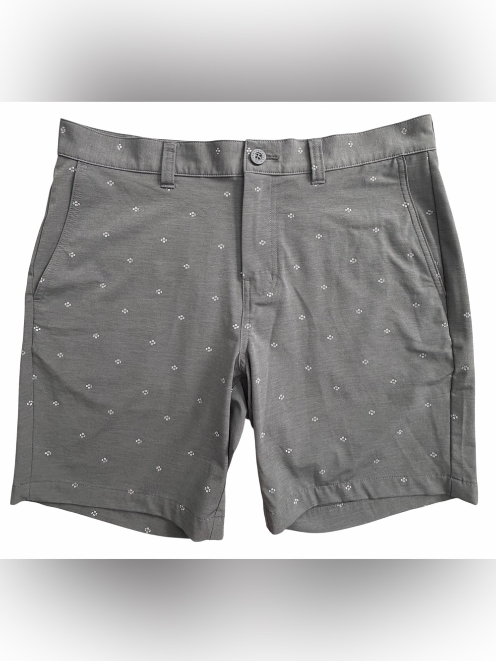 Travis Mathew Air & Space Gray NWOT Micro-Print Flat Front Golf Shorts, Size 34